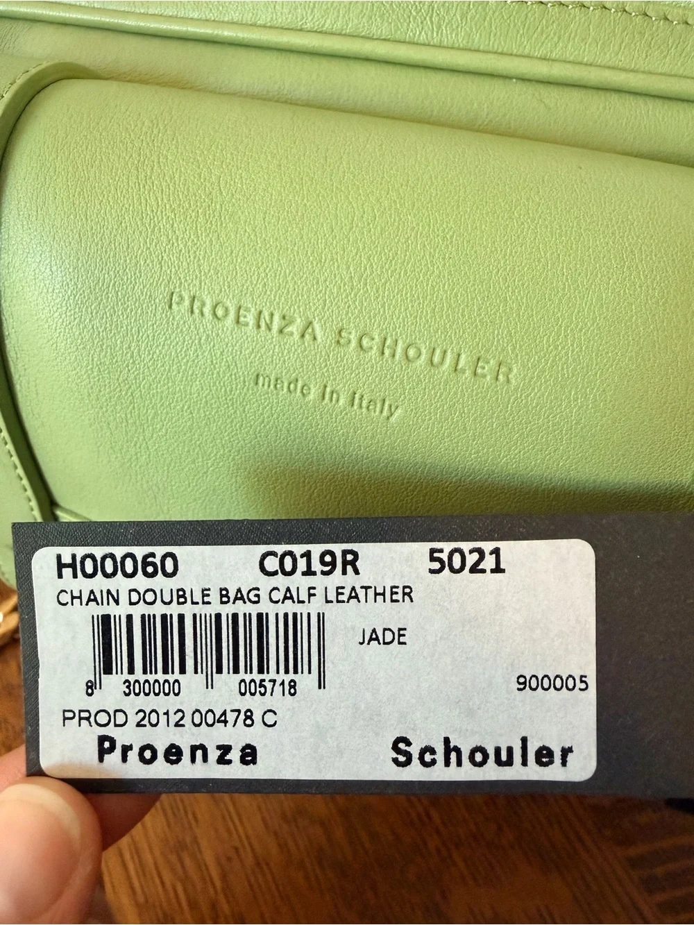 Proenza Schouler Double Bag PS1 Green Leather Crossbody with Gold Chain Strap